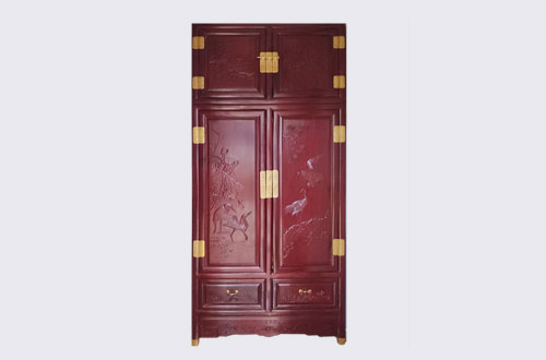 丰都高端中式家居装修深红色纯实木衣柜